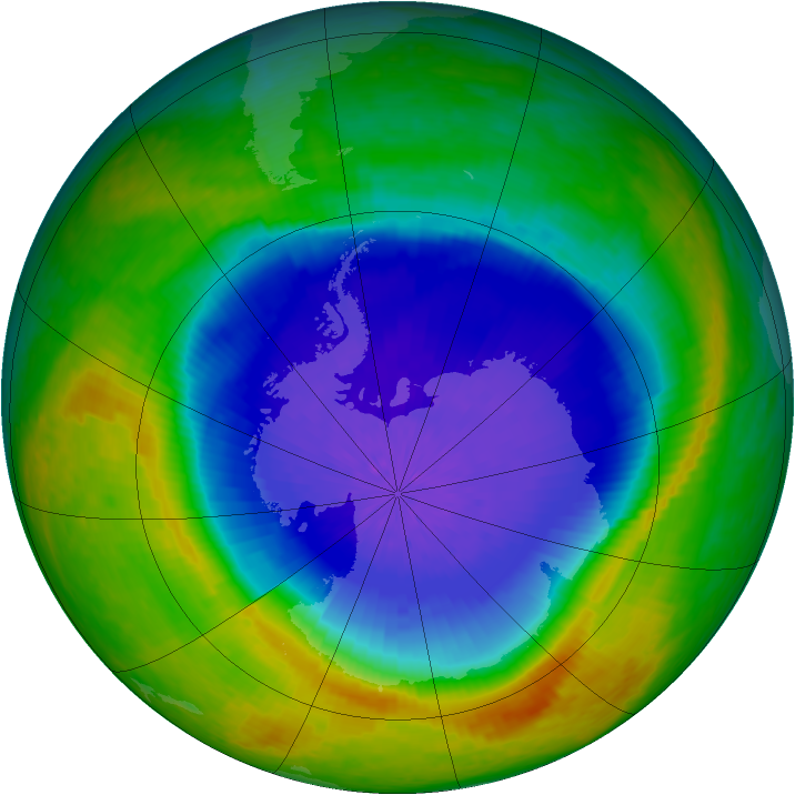 Antarctic ozone map for 04 October 2004